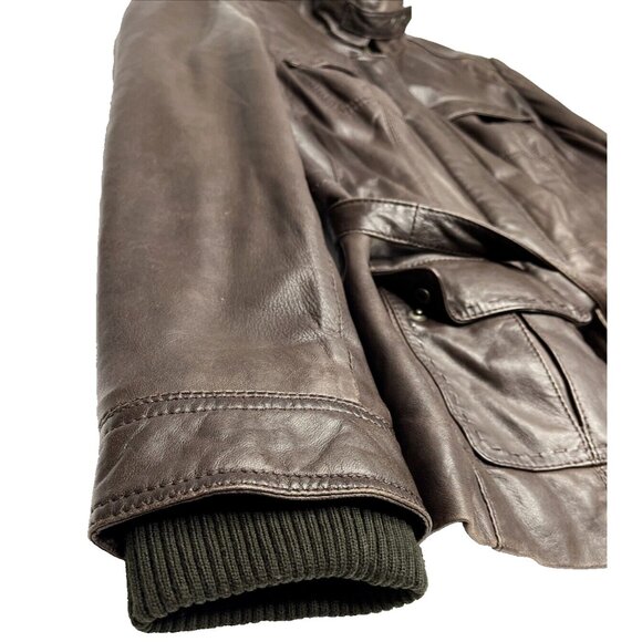 Bella Roma Nappa Lamb Dark Brown Leather Jacket Size 12 (EU Size 46)Vintage 90's - Picture 4 of 16